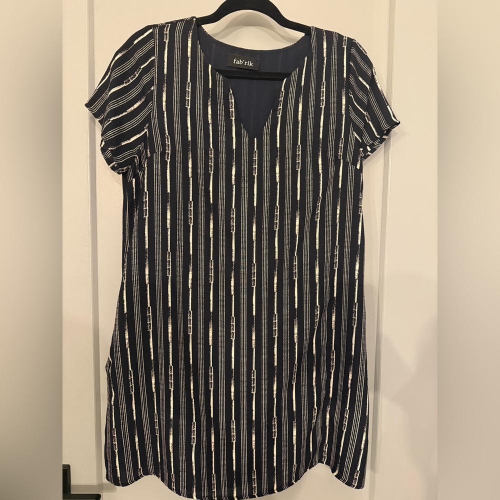 fab'rik Black and white Striped Dress